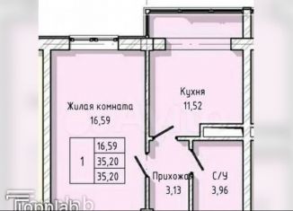 Продажа однокомнатной квартиры, 35.7 м2, Нальчик, улица А.А. Кадырова, 24
