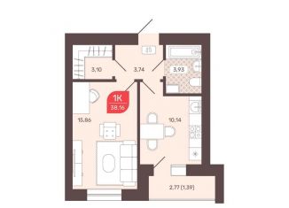 1-комнатная квартира на продажу, 38.2 м2, Чита