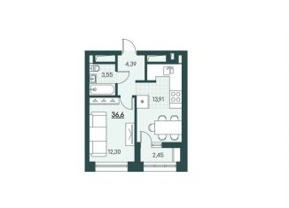 Продается однокомнатная квартира, 36.6 м2, Курганская область