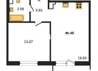 Однокомнатная квартира на продажу, 44.4 м2, Ленинградская область, Счастливая улица, 3к2