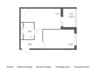 Продажа 1-комнатной квартиры, 40.8 м2, деревня Новосаратовка