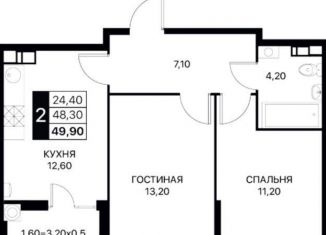 Двухкомнатная квартира на продажу, 49.9 м2, Ростовская область