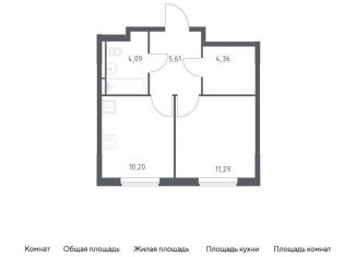 Продается 1-комнатная квартира, 35.6 м2, Московская область