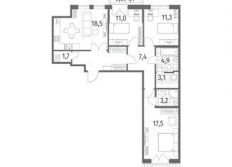 Продажа 3-комнатной квартиры, 91.1 м2, Ленинградская область