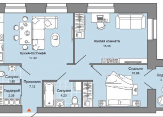 3-комнатная квартира на продажу, 62 м2, Кировская область, улица Дмитрия Козулева, 2к1