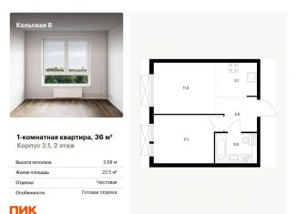 Продам 1-комнатную квартиру, 36 м2, Москва, Бабушкинский район