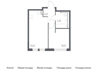 1-ком. квартира на продажу, 33.2 м2, деревня Новосаратовка
