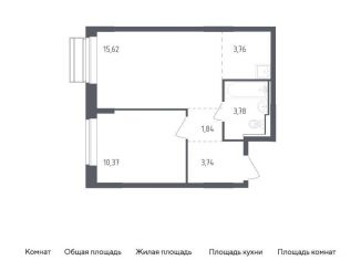 1-комнатная квартира на продажу, 39.1 м2, Московская область