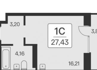 Продается квартира студия, 27.4 м2, Новосибирск, Игарская улица, 19/4, метро Заельцовская