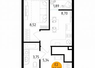 Продается 1-комнатная квартира, 28.2 м2, Рязань