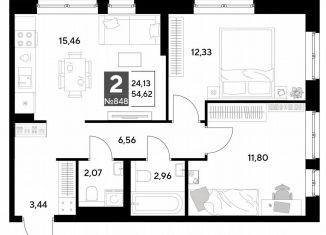 Продажа 2-ком. квартиры, 54.6 м2, Калуга