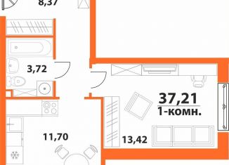 Однокомнатная квартира на продажу, 37.2 м2, Ульяновск, ЖК Аквамарин-2, 1