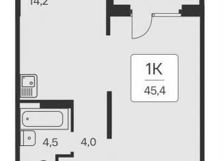 1-комнатная квартира на продажу, 45.4 м2, Новосибирская область, Игарская улица, 6