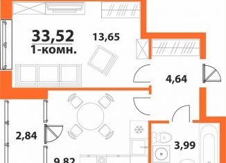 Продажа однокомнатной квартиры, 33.5 м2, Ульяновск, ЖК Аквамарин-2, 1