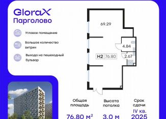 Продам помещение свободного назначения, 76.8 м2, посёлок Парголово, Михайловская дорога, 16к3