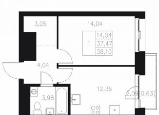 Продажа 1-комнатной квартиры, 38.1 м2, Казань, Адмиралтейская улица, 2