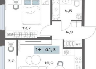 Продается однокомнатная квартира, 41.3 м2, Екатеринбург, метро Чкаловская, улица Академика Парина, 11с1