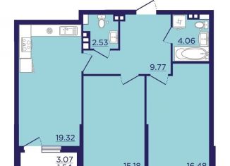 Продается двухкомнатная квартира, 69.6 м2, Воронеж