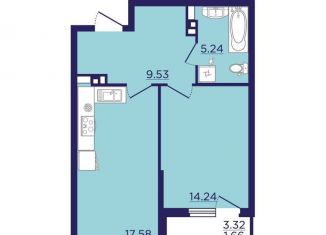 Продается однокомнатная квартира, 48.3 м2, Воронеж