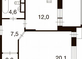 Продажа 1-комнатной квартиры, 46.1 м2, деревня Ивановское, улица Семёна Гордого, 3