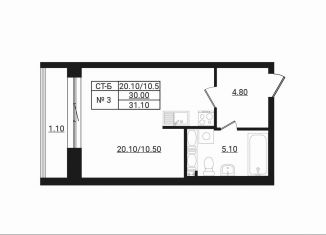 Продаю квартиру студию, 30 м2, деревня Разбегаево
