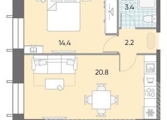 1-ком. квартира на продажу, 40.8 м2, Москва, метро Тульская, жилой комплекс Зиларт, 18/19/27