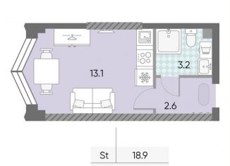 Продам квартиру студию, 18.9 м2, Москва, метро Тульская, жилой комплекс Зиларт, 21/22