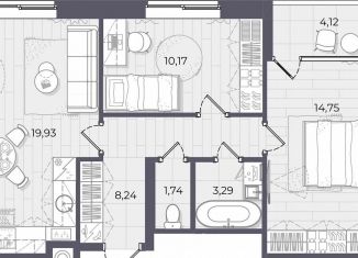 Продажа двухкомнатной квартиры, 62.2 м2, Астрахань