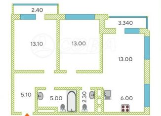 Продается 2-ком. квартира, 63.9 м2, Тюменская область, улица Молодогвардейцев, 5к1