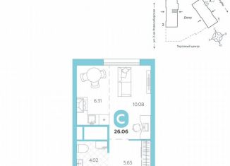 Продается квартира студия, 26.1 м2, Екатеринбург, Чкаловский район, улица Патриса Лумумбы, 4