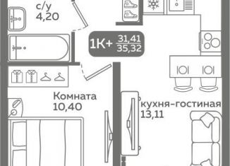 Продается 1-комнатная квартира, 31.4 м2, Тюмень, Калининский округ