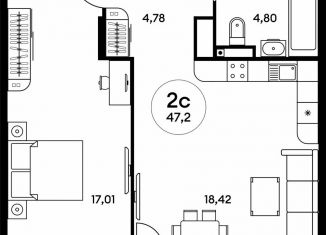 Продам 2-комнатную квартиру, 47.1 м2, Ростов-на-Дону, Октябрьский район