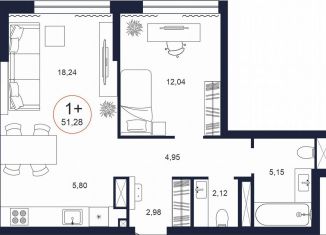 Продажа 1-комнатной квартиры, 51.3 м2, Тюмень, Ленинский округ