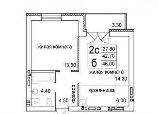 1-комнатная квартира на продажу, 46 м2, Новосибирск, улица Кирова, 342, метро Речной вокзал