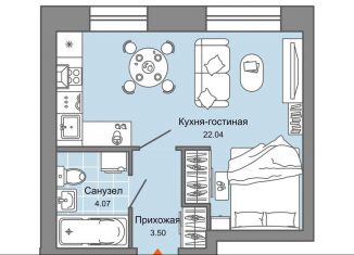 Продам квартиру студию, 30 м2, Ульяновск, жилой комплекс Город Новаторов, 1, Засвияжский район