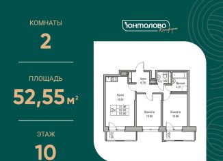 Продается 2-ком. квартира, 52.6 м2, Санкт-Петербург, муниципальный округ Лахта-Ольгино, Ивинская улица, 1к1