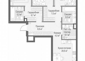 3-комнатная квартира на продажу, 120.1 м2, Москва, Электрический переулок, 1с14, Пресненский район