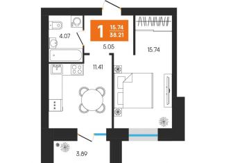 Продаю 1-комнатную квартиру, 38.2 м2, Октябрьский, улица Островского