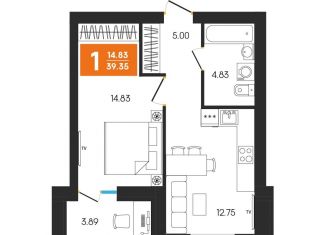 Продается 1-комнатная квартира, 39.4 м2, Октябрьский, улица Островского