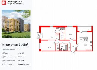 Продаю трехкомнатную квартиру, 91 м2, Санкт-Петербург, муниципальный округ Коломяги