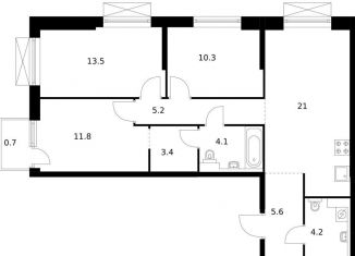 Продается трехкомнатная квартира, 79.8 м2, Владивосток, Первореченский район