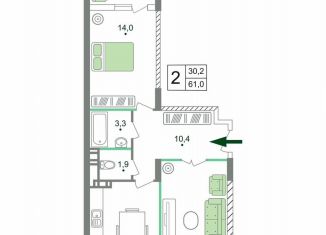 Продам 2-ком. квартиру, 61 м2, Крым