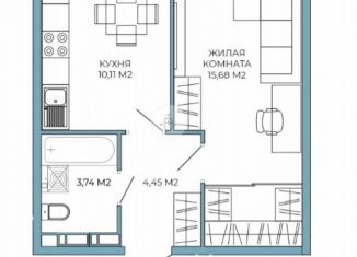 1-ком. квартира на продажу, 33.9 м2, Пензенская область, улица Яшиной, 16