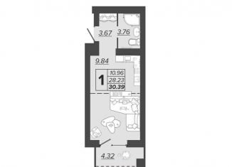 1-ком. квартира на продажу, 30.4 м2, Брянск