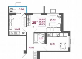 Продается 2-комнатная квартира, 59 м2, Пензенская область