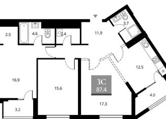 Продам 3-комнатную квартиру, 87.4 м2, Новосибирск, метро Площадь Гарина-Михайловского, Прибрежная улица, 4/2