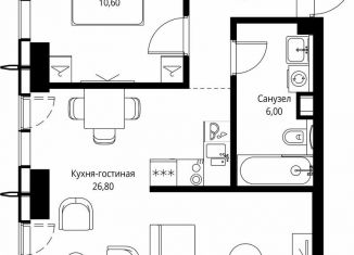 Продажа 1-ком. квартиры, 48.8 м2, Москва, квартал Клифф 5, 1