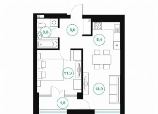 Продается однокомнатная квартира, 41.1 м2, Республика Башкортостан