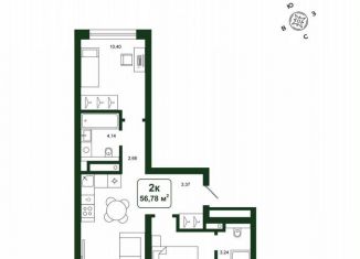 Продаю 2-ком. квартиру, 56.8 м2, деревня Дударева, улица Сергея Джанбровского, 25