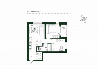 Продается 2-ком. квартира, 57.5 м2, деревня Дударева, улица Сергея Джанбровского, 25